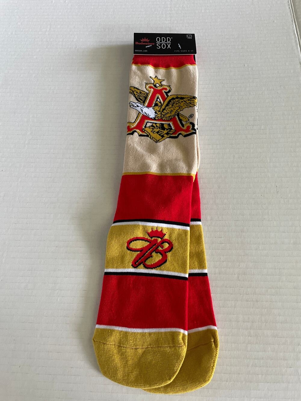 ONE PAIR ODD ANHEUSER BUSCH BUDWEISER SOCKS NEW